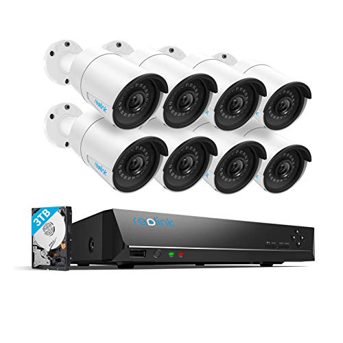 REOLINK 4MP 16CH PoE Security Camera System, 8pcs Wired 1440P Security IP Camera for Indoor and Outdoor, 4K 16CH NVR…