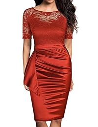 Mmondschein Vestido de mujer con detalle fruncido, manga corta, corte de lápiz estilo ejecutivo, vestido de cóctel