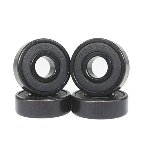 Z-FIRST High Speed 608RS Hybrid Black Ceramic Bearings for Longboard, Inline Skates, Skateboard, Scooters, Skateboard and More (Pack of 4, Black)
