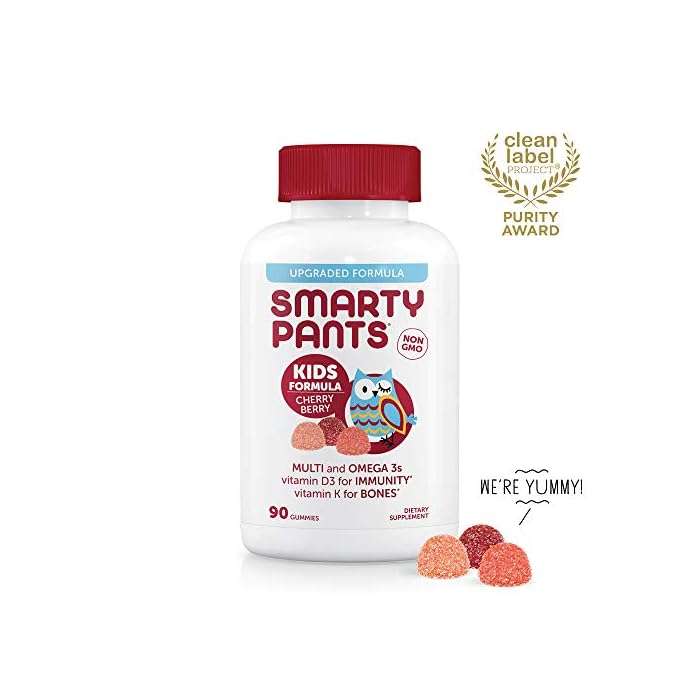SmartyPants Kids Formula Cherry Berry Daily Gummy Vitamins: Gluten Free, Multivitamin & Omega 3 Fish Oil (Dha/Epa…