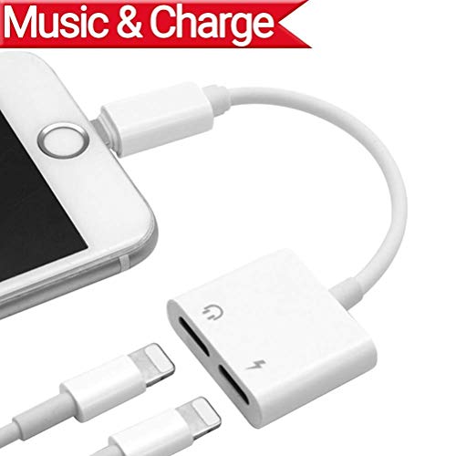 Upgraded Headphones Adapter Dongle Charger Splitter Aux Audio Earphone Adaptor for iPhone X 8/8plus 7/7plus Accessories Converter 2 in 1 Earphone Adapter Charging Cable Connector Compatible with all i
