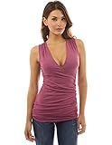 PattyBoutik Women's V Neck Ruched Side Tank Top