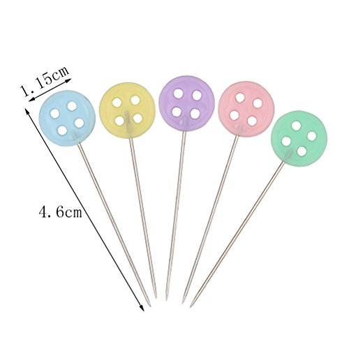 image for Pengxiaomei 200 Pieces Flat Button Head Pins, Assorted Colors Decorati