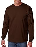 Gildan Ultra Cotton 6 oz. Long-Sleeve T-Shirt, Medium, DARK CHOCOLATE