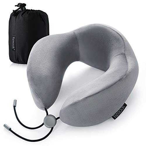 RENOOK Travel Pillow, 100 Pure Memory Foam Neck Pillow, Ideal for