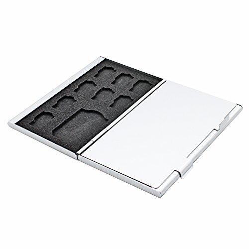 Foto&Tech SILVER Aluminum Memory Card Carrying Case 4 Slots for SD Card+8 Slots for Micro SDHC Card Lexar SanDIsk Kingston Sony
