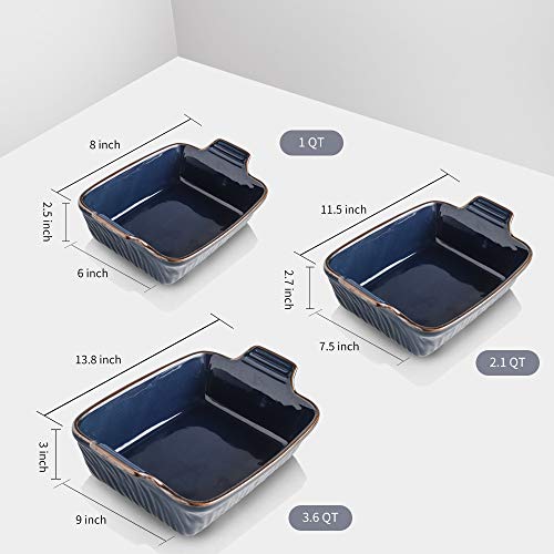 KOOV Bakeware Set, Ceramic Baking Dish Set, Rectangular Casserole Dish Set, Lasagna Pans for