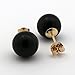 14k Yellow Gold 8 Millimeters Black Simulated Onyx Ball Stud Earrings