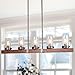 LNC Kitchen Light Fixtures, Farmhouse Chandelier Over Island in Rustic Wood and Metal, Glass Pendant for Dining Room