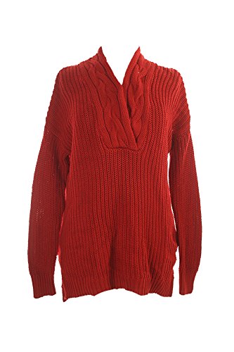 Lauren Ralph Lauren Womens Cable Knit Ribbed Trim Pullover Sweater Red M Lauren Ralph Lauren Womens Cable Knit Ribbed Trim Pullover Sweater Red M