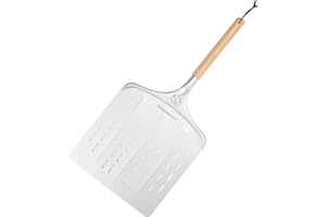 ROCKSHEAT Pizza Peel 12 Inch - Anodized Aluminum Pizza Spatula with Wooden Handle - Ideal for Pizza Oven & Baking, Lightweigh