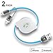 Jiale 2 Pack 2in1 Charging Cable, 3.3ft Retractable Lightning&Micro USB Data Transfer Connector Cable iPhone/iPad/iPod/Samsung/HTC/Sony Other Andriod Device (Blue)