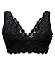 YIANNA Women's Underwear Halter Elasticity Full Lace Bralette Crop Paded Bra Top Soft Cup, YA7120-Black-M