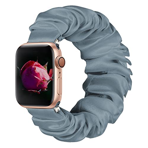 BMBMPT Scrunchie Elastic Watch Band Compatible with Apple Watch Band 38mm 40mm 41mm 42mm 44mm 45mm Cloth Soft Pattern Printed Fabric Wristband for iWatch Series 8 7 6 5 4 3 2 1 SE (Ocean Blue,