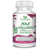 Sundhed Max Collagen Plus C (60 caps) - All Natural Collagen Capsules with Biotin &amp; Bioperine to Boost Anti Aging Hydration &amp; Skin Firmness - Collagen Pills to Strengthen Bones &amp; Nails