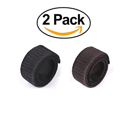 Women's Hair Bun Maker French Twist Hair Fold Wrap Snap by K-Beauty (1 Black, 1 Brown)