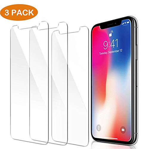 iPhone X/Xs Screen Protector,3D Touch 9H Hardness Dust Proofs No Fingerprint HD Tempered Glass Screen 5.8 inch [Clear,3pcs]