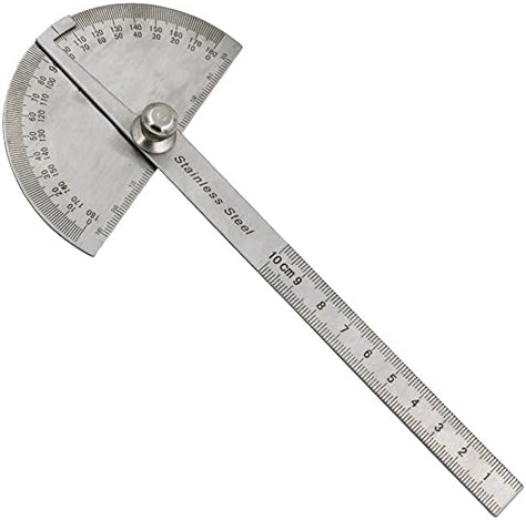 Swing Arm Protractor(Round Head),KitsPro Stainless Steel Protractor 0-180 degrees with 100 mm Stainless Steel Ruler