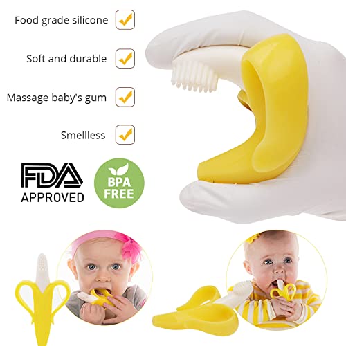 Finger Baby Toothbrush and Banana Teether, Soothing Pain Relief