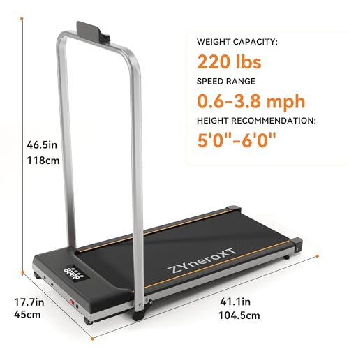 Foldable Walking Pad Treadmill, 2.0HP Motor, LED Display, 220 Lbs Capacity, Ultra-Slim 2-in-1 Design with Remote Control, 0-8% Incline, Quiet Under Desk for Home Office (W3-110-US)