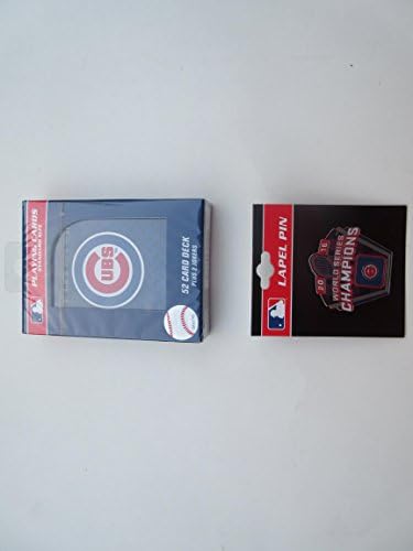 CHICAGO CUBS 2016 WORLD SERIES CHAMPIONS COLLECTIBLE LAPEL PIN AND DECK OF 52 CARDS