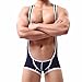 FEESHOW Men's Suspender Singlet Bulge Pouch Leotard Bodysuit Underwear Briefs (Blue, XL)