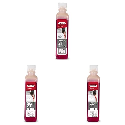 Oregon 2-Stroke Engine Oil, Self-Mixing Partly Synthetic Mineral Oil, Clean Burning, Low Ash Lubricant, Protects Engine & Improves Performance, 2T, 100ml Bottle (O10-6365) (Pack of 3)