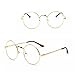 Littlegrass Round Circle Frame Clear Lens Glasses Vintage Oversized Metal Brown Black Silver Gold (Gold)