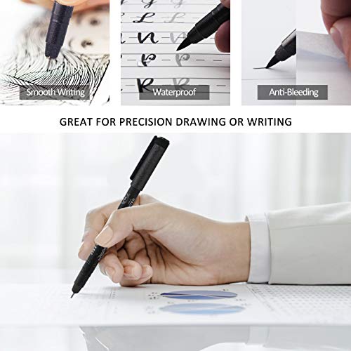 Micro line Pens, Bowite Black Fine Tip Writing Drawing Markers Pens, 13 Size, Fine Line Point Marker Pen Set for Illustration, Office, Sketch and more