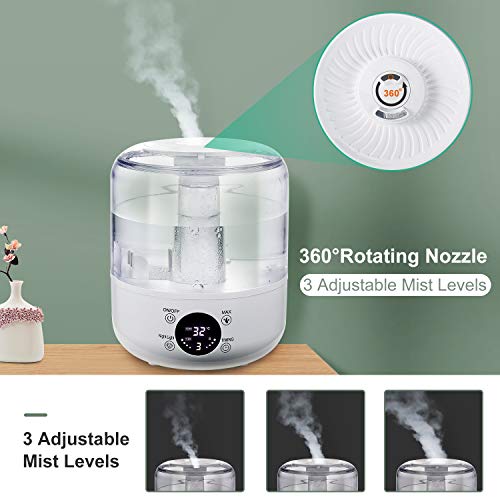 Umidificatore Ambiente Ultrasuoni, Tikitaka 3L Umidificatore e Telecomando, Umidificatore Ultrasuoni Silenzioso Modalità di Umidità Costante, Timer, 3 Nebbia Regolabile per Casa, Ufficio, Yoga, ECC