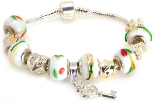 Royal Diamond Key Heart Fashion Designer Bracelet with Glass Beads