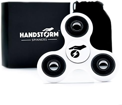 Handstorm Cool Fidget Spinner Prime - The Official Anti-Anxiety 360 Figit Spinner - Helps Focusing with Long Spins Ceramic Bearing for Kids Reduce Stress ADHD - with Gift Box (White &amp; Black)
