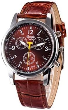 Pasabideak Men's Watches,Man Fashion Crystal Stainless Steel Analog Quartz Dial Wrist Watch Military Dial Fitness Wrist Watch with Crocodile Faux Leather Band Strap for Men