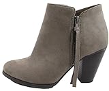 Soda Women's Ages Tassel Zip Chunky Heel Bootie