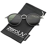 zeroUV - Iconic Classic Dapper Thin Metal Temple Tinted Lens Round Sunglasses 49mm
