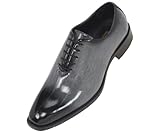Bolano Mens Exotic Faux Eel Skin Print Oxford Dress Shoe in Grey and Black: Style Brayden Grey-011