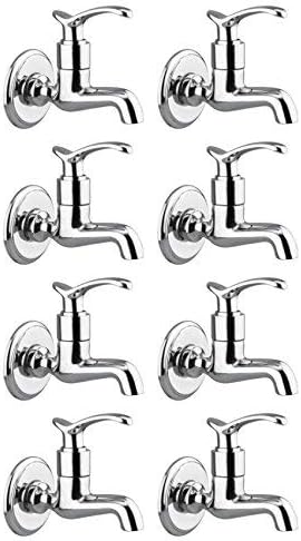 Snowbell Drizzle Duck Brass Chrome Plated Bib Cock - Set of 8, Silver