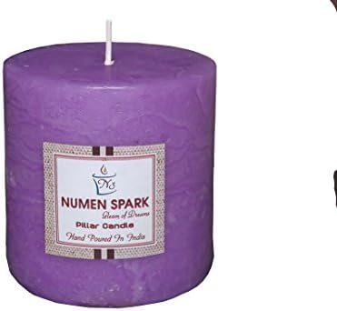 NS-Numen Spark Lavender Scented Rustic Pillar Candle (3" X 3") Candles for Decoration | Candles for Bedroom | Candles Decorations for Living Room