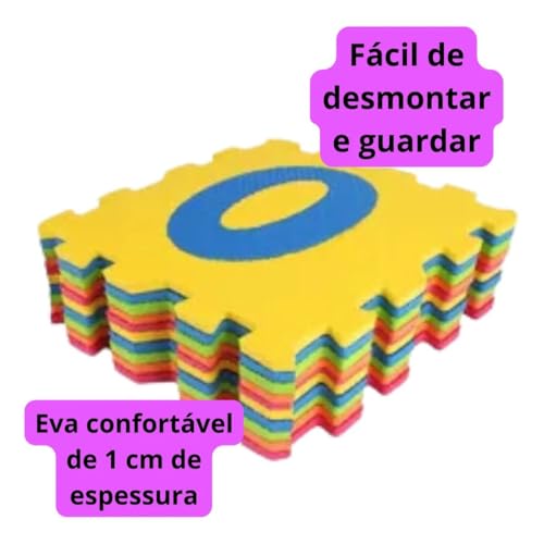 Tapete Infantil Tatame Educativo Amarelinha EVA Emborrachado 10 Peças 29x29