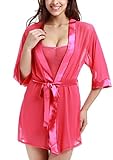 Adorneve Women's Elegant Kimono Lace Lingerie Sleepwear 4 Piece Set