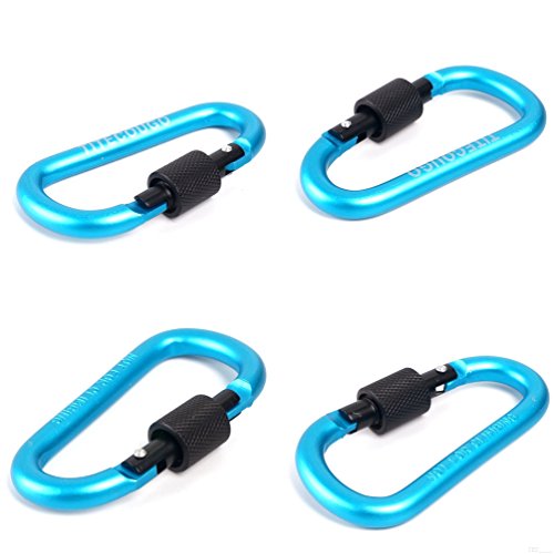 TITECOUGO Aluminum Alloy D-Ring High Strength Carabiner Key Chain Clip Hook For Camping Hiking outdoor (Not for Climbing) Sky Blue Black