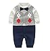 Fairy Baby Newborn Boy's Gentleman Romper Outfit with Bow Tie,3-6M,Two Layered Grid