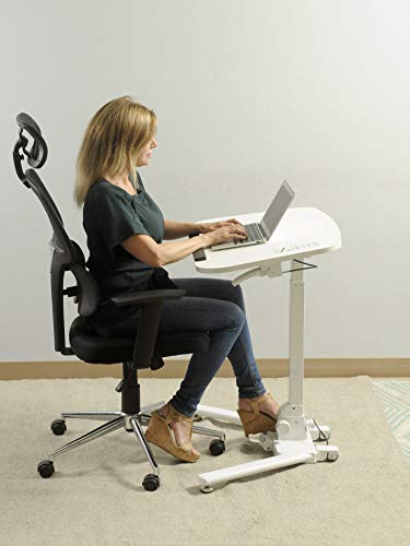 TechOrbits Mobile Standing Desk, Laptop and Computer Stand Height Adjustable Lectern, Folding Computer Table Pneumatic Sit Stand Rolling Stand Up Cart Workstation
