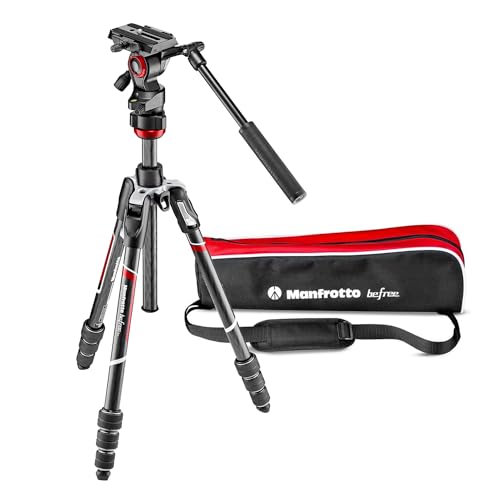 Manfrotto Befree Live Carbon Reisestativ Twist (Drehverschluss) mit Fluid-Video Kopf inkl. Tasche, für DSLR, spiegellose Kameras, Videokamera, Videozubehör, Tra