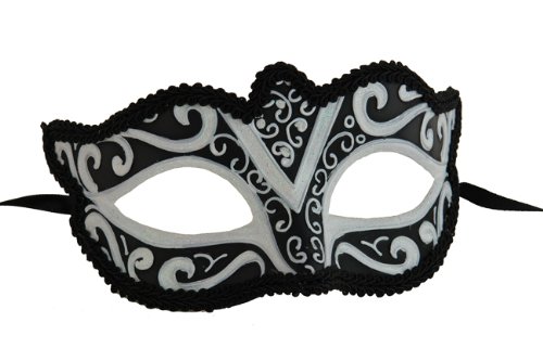 Classic Vintage Swan Venetian Style Laser Cut Masquerade Mask for Mardi Gras or Halloween - White Lining Design