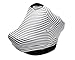 Parker Baby 4 in 1 Car Seat Cover for Girls and Boys - Stretchy Carseat Canopy, Nursing Cover, Grocery Cart Cover, High Chair Cover - Gray/White Stripes