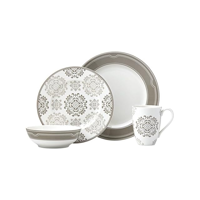 Lenox 4Piece Neutral Party Medallion Place Setting Dinnerware Set