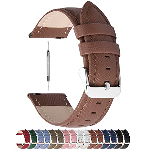 Fullmosa Leather Watch Strap 22mm 20mm 18mm 24mm 16mm 14mm 26mm, Classic Cross Leather Band Compatible with Samsung Watch, Huawei Watch, Fossil Watch, Withings Smart Watches