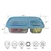Prefer Green 3-Compartment Bento Lunch Box Containers Multi Color Portion Control Containers with Lids (Improved Tighter) ,Set of 6