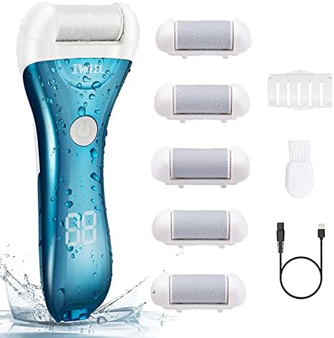 Electric Foot File Callus Remover - Rechargeable, 2 Speeds, Waterproof With 3 Rollers (Pedicure Tool)